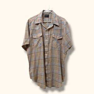 DeeCee Rangers Shirt Men XL Vintage Plaid Short Sleeve Western Snap Front